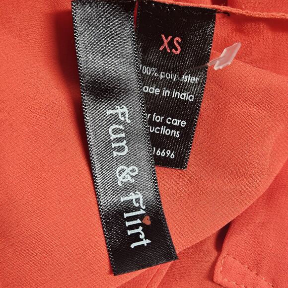 Orange Sheer Crop Blouse Size XS - Picture 3 of 3